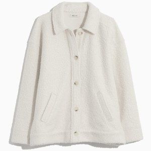 Madewell Cream Bouclé Button Up Bomber Jacket Coat - L